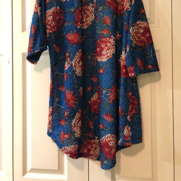 Lularoe Blue Sweater Kimono Cover Up Top - Picture 5 of 9
